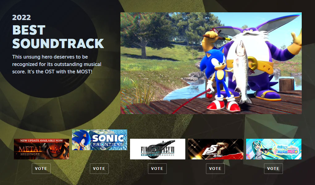 Vote for Sonic Frontiers in the Steam Awards!